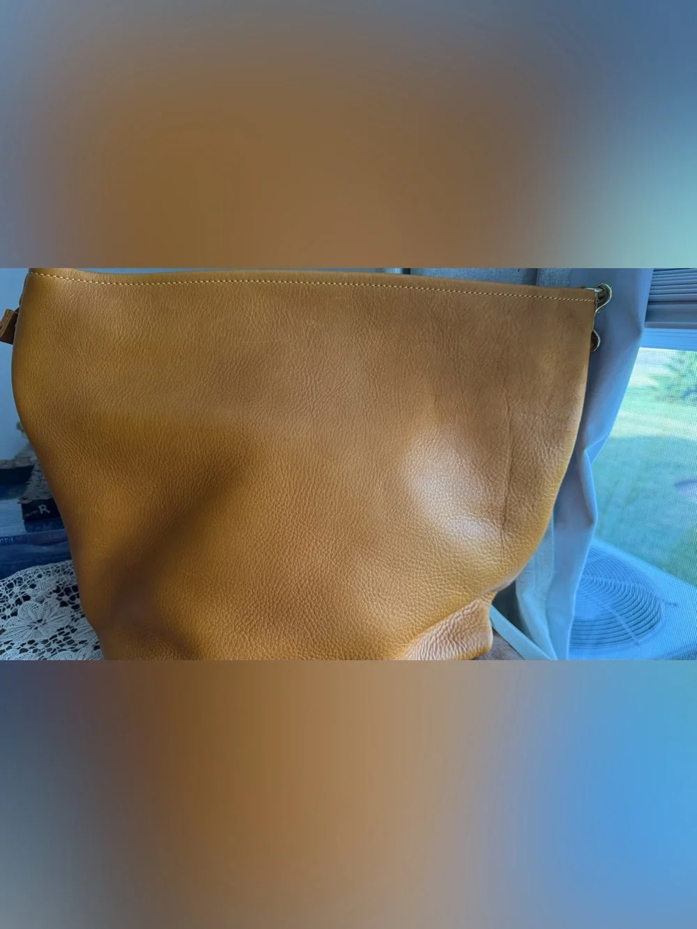 KMM & Co marigold cypress leather travel tote full grain crossbody & shoulder